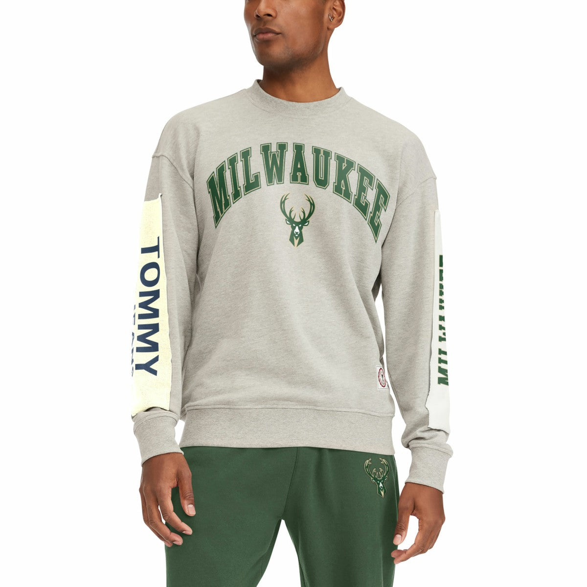 Milwaukee Bucks Tommy Jeans James Patch Pullover Sweatshirt - Gray shop