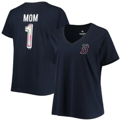 Boston Red Sox Women's Plus Size #1 Mom 2-Hit V-Neck T-Shirt - Navy