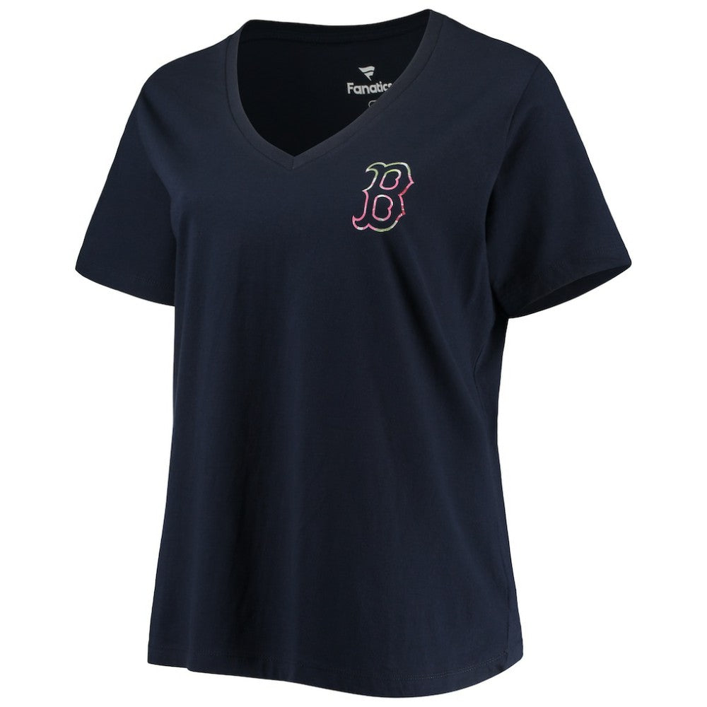Boston Red Sox Women's Plus Size #1 Mom 2-Hit V-Neck T-Shirt - Navy