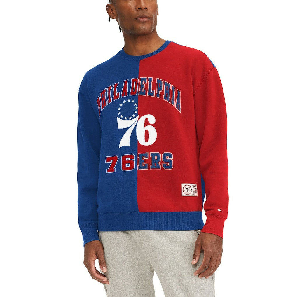 Philadelphia 76ers Tommy Jeans Keith Split Pullover Sweatshirt - Red/Royal sale
