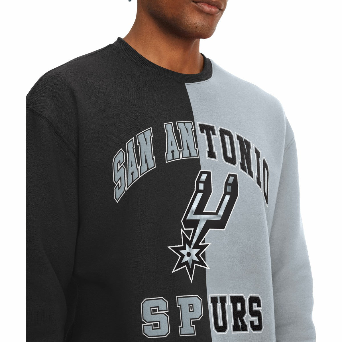 San Antonio Spurs Tommy Jeans Keith Split Pullover Sweatshirt - Black/Gray on sale