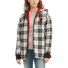 Chicago Bulls Tommy Jeans Women's Molly Flannel Full-Zip Hoodie - Black/Cream on sale