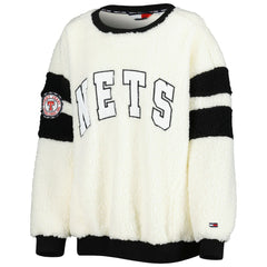 Brooklyn Nets Tommy Jeans Women's Mindy Sherpa Pullover Sweatshirt - Oatmeal/Black shop