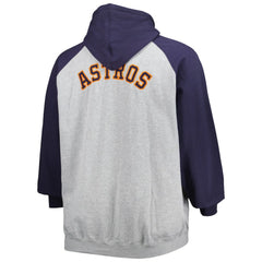 Houston Astros Big & Tall Raglan Full-Zip Hoodie - Heathered Gray/Navy