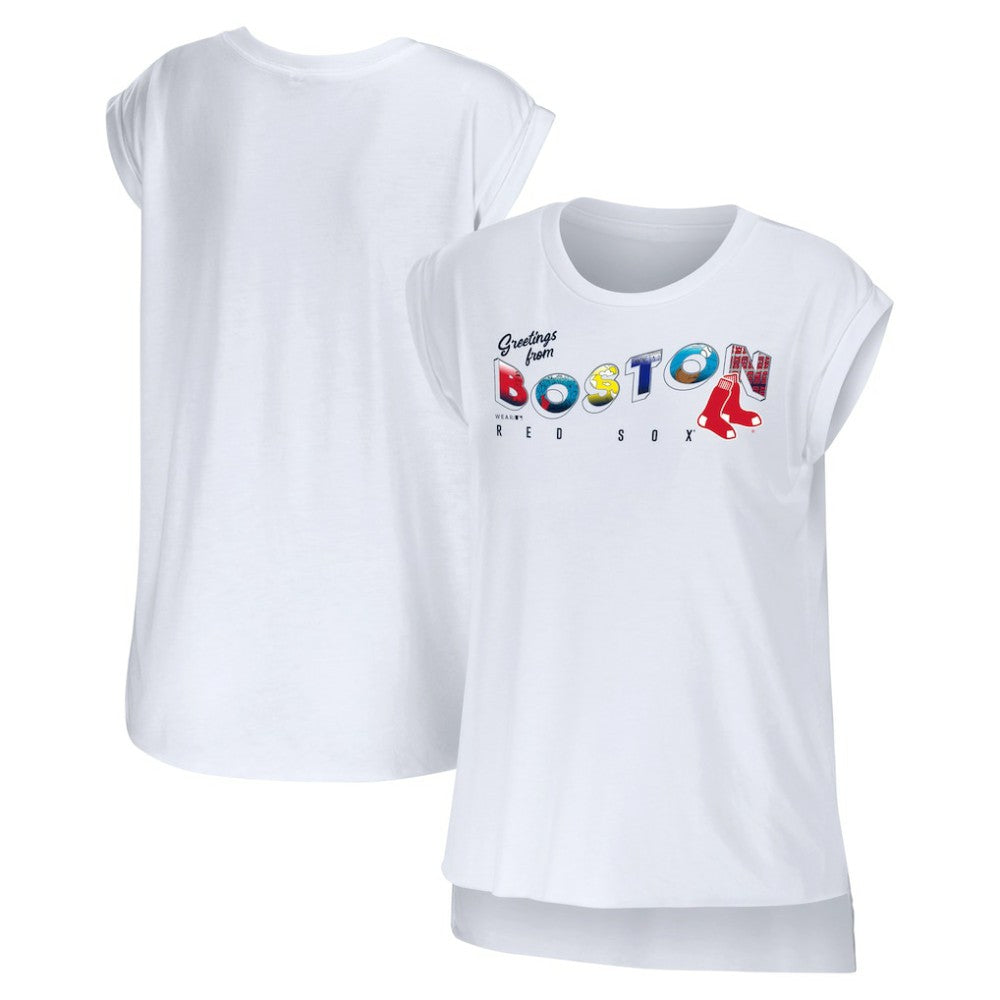 Boston Red Sox WEAR by Erin Andrews Women's Greetings From T-Shirt - White