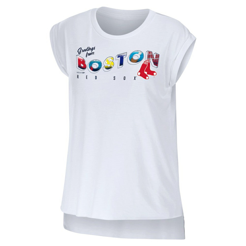 Boston Red Sox WEAR by Erin Andrews Women's Greetings From T-Shirt - White