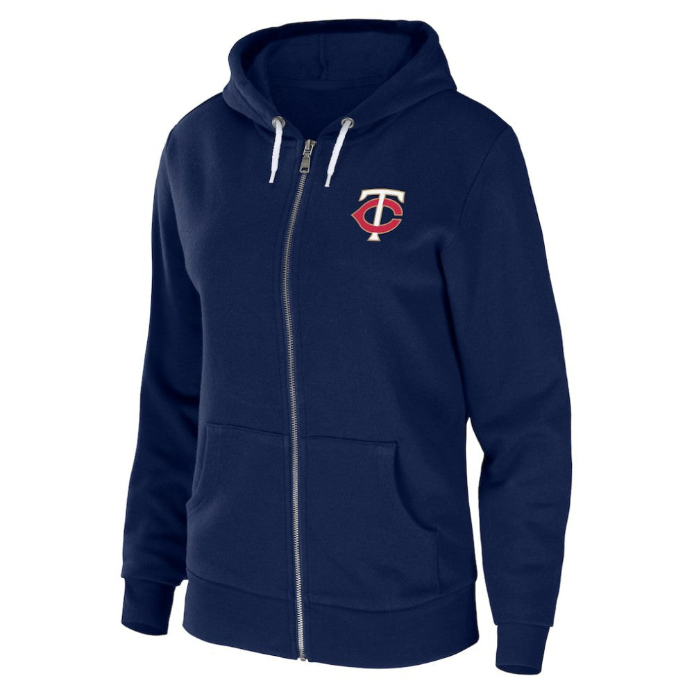 Minnesota Twins WEAR by Erin Andrews Women's Sponge Fleece Full-Zip Hoodie - Navy