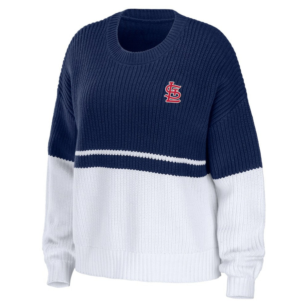 St. Louis Cardinals WEAR by Erin Andrews Women's Chunky Pullover Sweatshirt - Navy/White