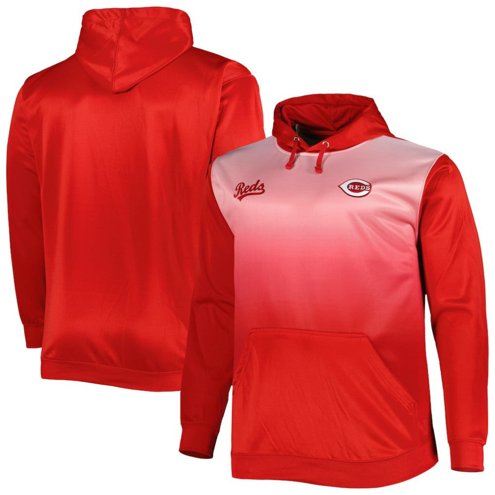 Cincinnati Reds Fade Sublimated Fleece Pullover Hoodie - Red