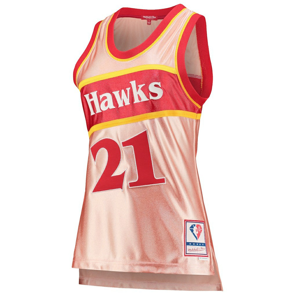 Dominique Wilkins Atlanta Hawks Women's 75th Anniversary Rose Gold 1986 Swingman Jersey - Pink | Mitchell & Ness outlet