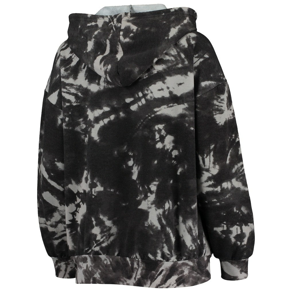Chicago Bulls Majestic Threads Women's Burble Tie-Dye Tri-Blend Pullover Hoodie - Black for sale