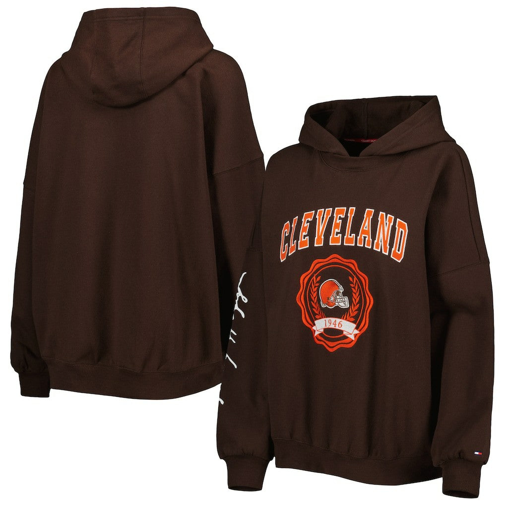 NFL Cleveland Browns Tommy Hilfiger Women's Becca Drop Shoulder Pullover Hoodie