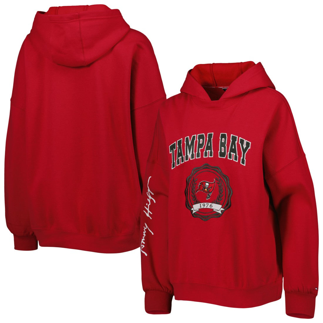 NFL Tampa Bay Buccaneers Tommy Hilfiger Women's Becca Drop Shoulder Pullover Hoodie