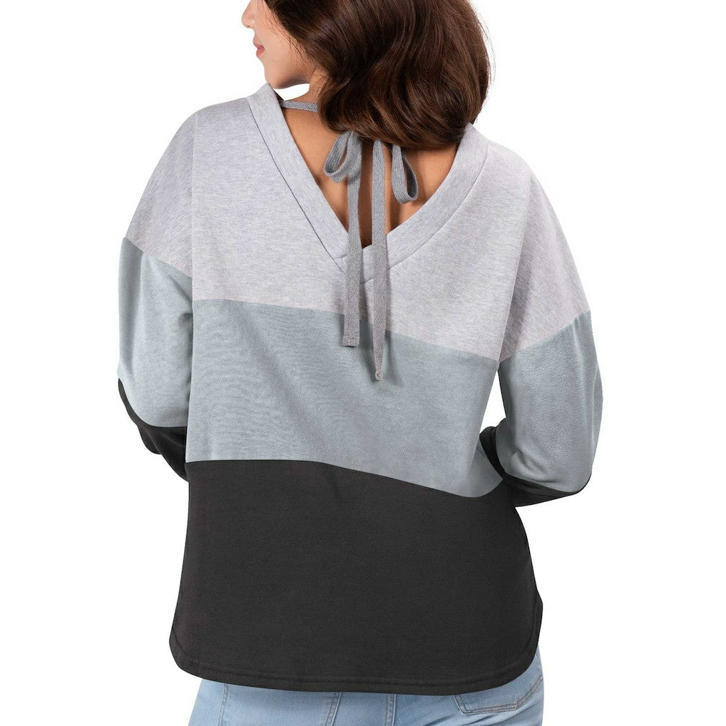 NFL Las Vegas Raiders Touch Women's Outfield Deep V-Back Waist Length Pullover Sweatshirt