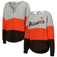 NFL Cleveland Browns Touch Women's Outfield Deep V-Back Waist Length Pullover Sweatshirt