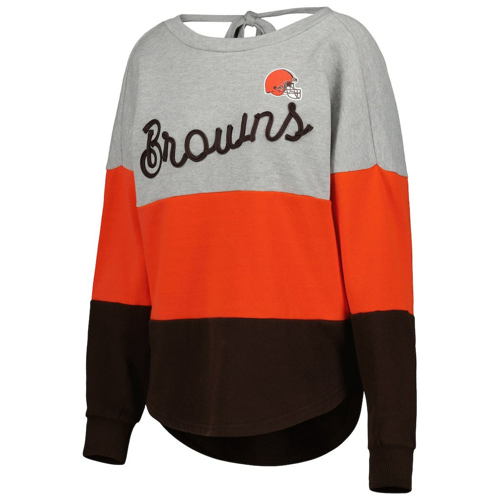 NFL Cleveland Browns Touch Women's Outfield Deep V-Back Waist Length Pullover Sweatshirt