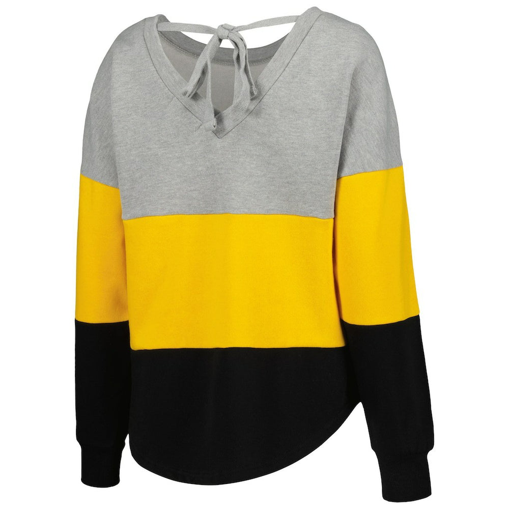 NFL Pittsburgh Steelers Touch Women's Outfield Deep V-Back Waist Length Pullover Sweatshirt