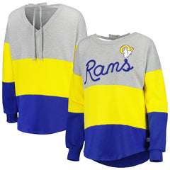NFL Los Angeles Rams Touch Women's Outfield Deep V-Back Waist Length Pullover Sweatshirt