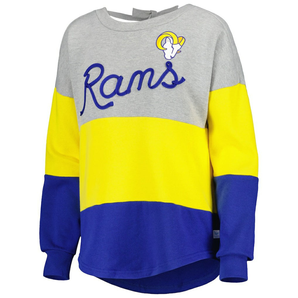 NFL Los Angeles Rams Touch Women's Outfield Deep V-Back Waist Length Pullover Sweatshirt