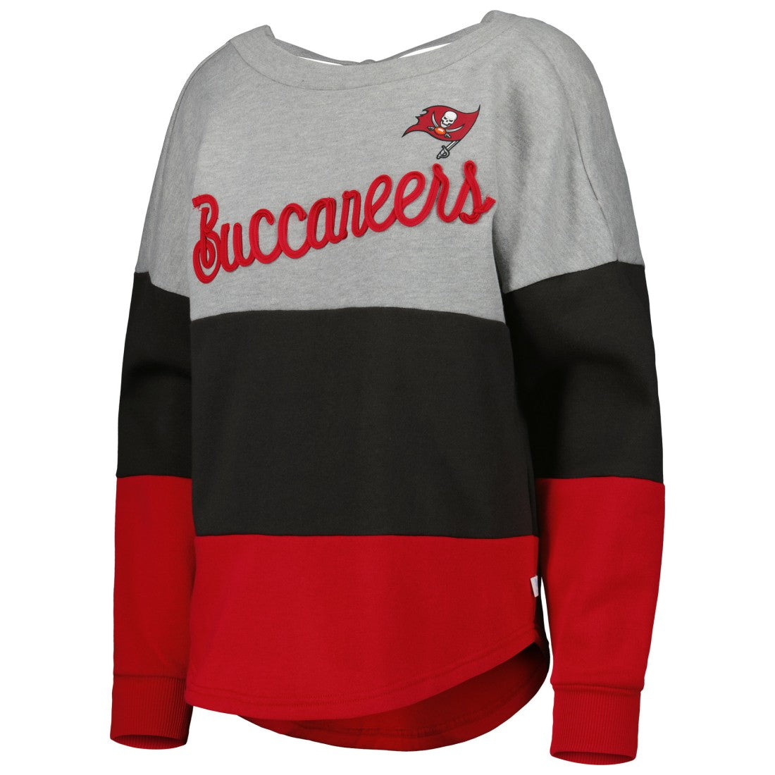 NFL Tampa Bay Buccaneers Touch Women's Outfield Deep V-Back Waist Length Pullover Sweatshirt