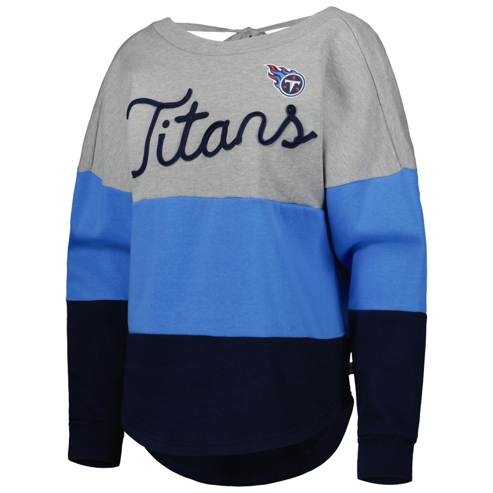 NFL Tennessee Titans Touch Women's Outfield Deep V-Back Waist Length Pullover Sweatshirt