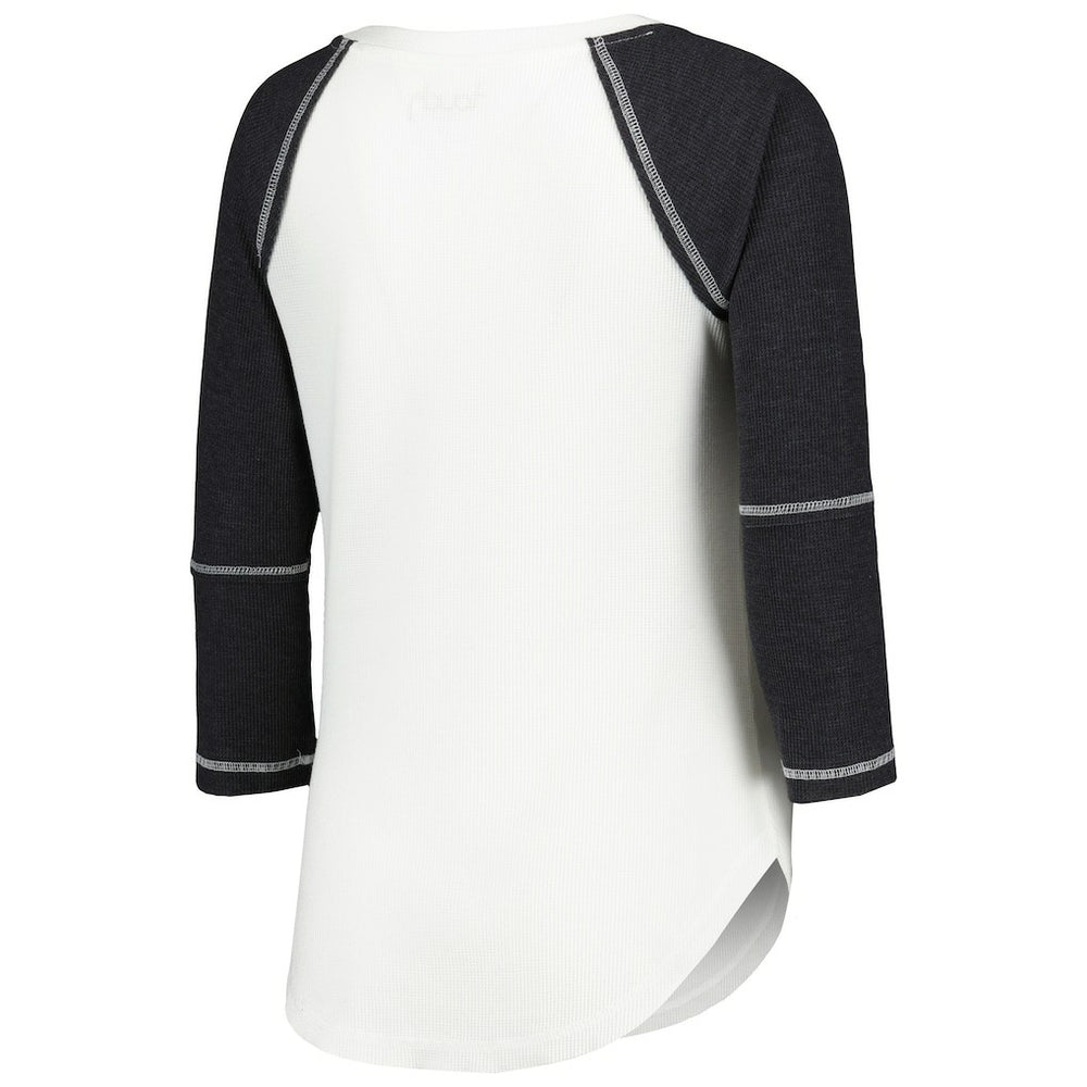 NFL Las Vegas Raiders Touch Women's Rebel Raglan Tri-Blend 3/4-Sleeve Lace-Up V-Neck T-Shirt