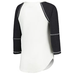 NFL Las Vegas Raiders Touch Women's Rebel Raglan Tri-Blend 3/4-Sleeve Lace-Up V-Neck T-Shirt