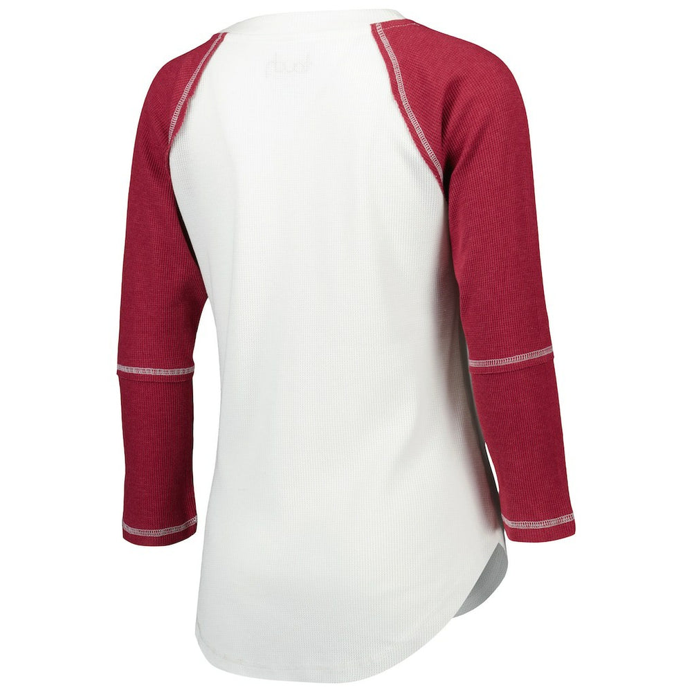 NFL Washington Commanders Touch Women's Rebel Raglan Tri-Blend 3/4-Sleeve Lace-Up V-Neck T-Shirt