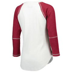NFL Washington Commanders Touch Women's Rebel Raglan Tri-Blend 3/4-Sleeve Lace-Up V-Neck T-Shirt