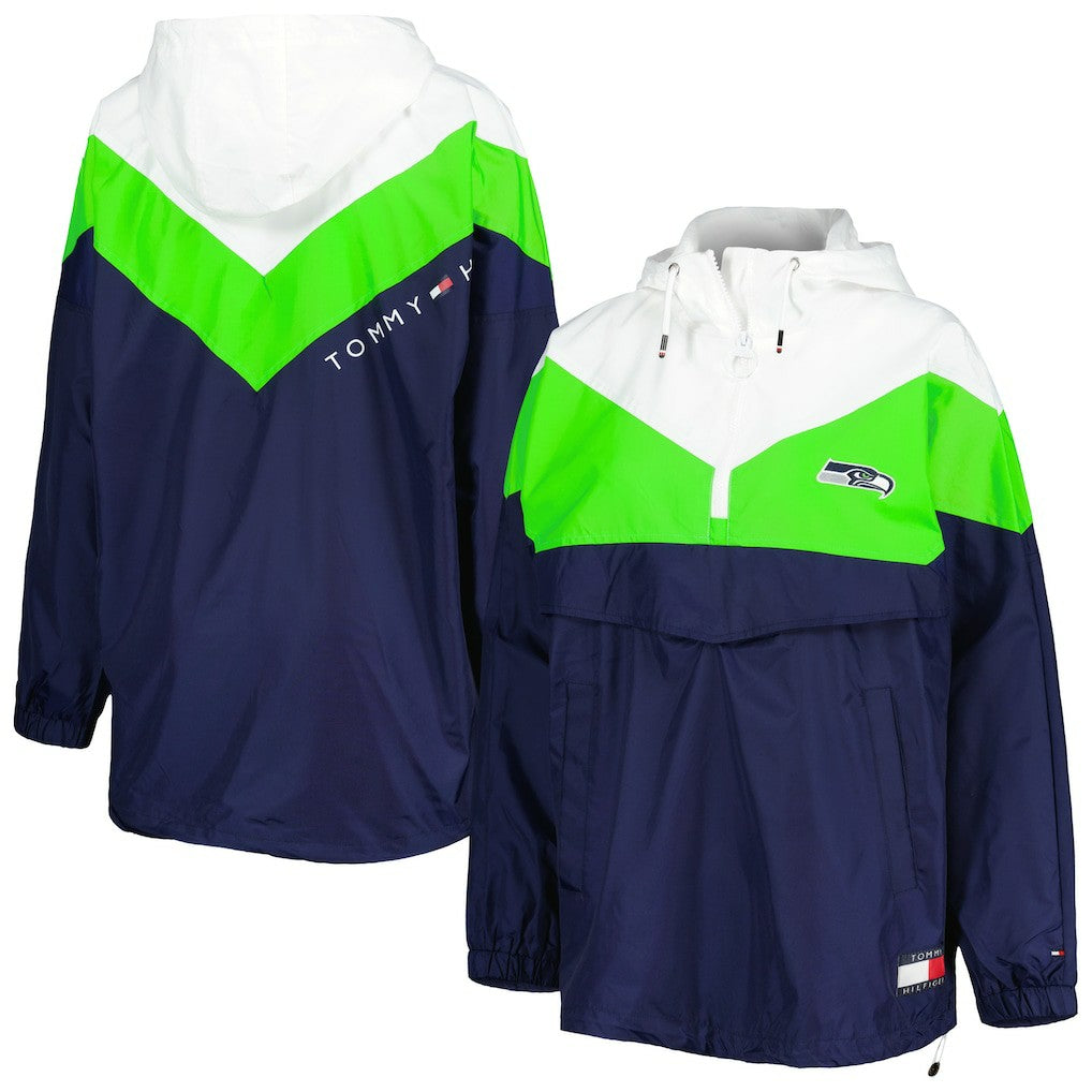NFL Seattle Seahawks Tommy Hilfiger Women's Staci Half-Zip Hoodie Windbreaker Jacket