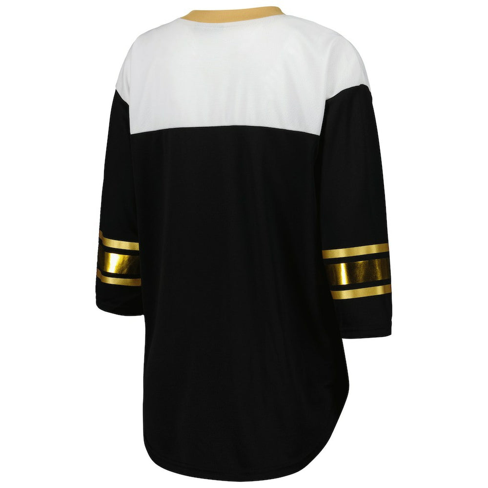 NFL New Orleans Saints G-III 4Her by Carl Banks Women's Double Team 3/4-Sleeve Lace-Up T-Shirt