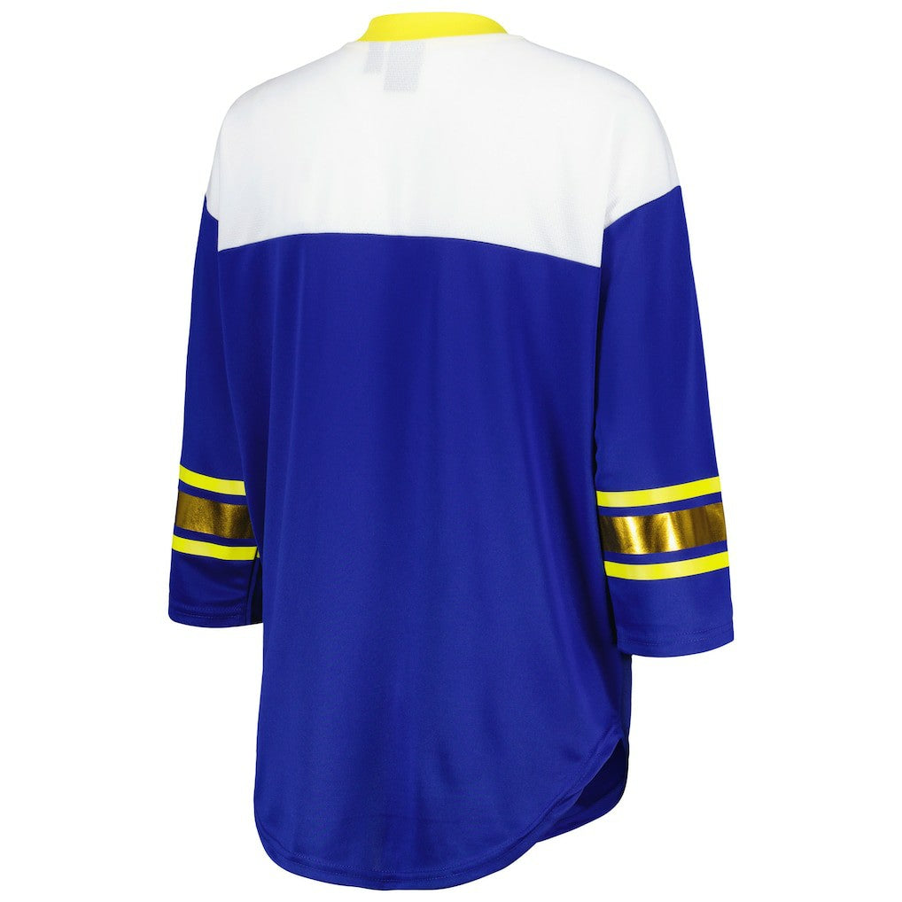 NFL Los Angeles Rams G-III 4Her by Carl Banks Women's Double Team 3/4-Sleeve Lace-Up T-Shirt
