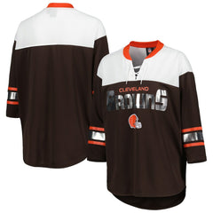 NFL Cleveland Browns G-III 4Her by Carl Banks Women's Double Team 3/4-Sleeve Lace-Up T-Shirt