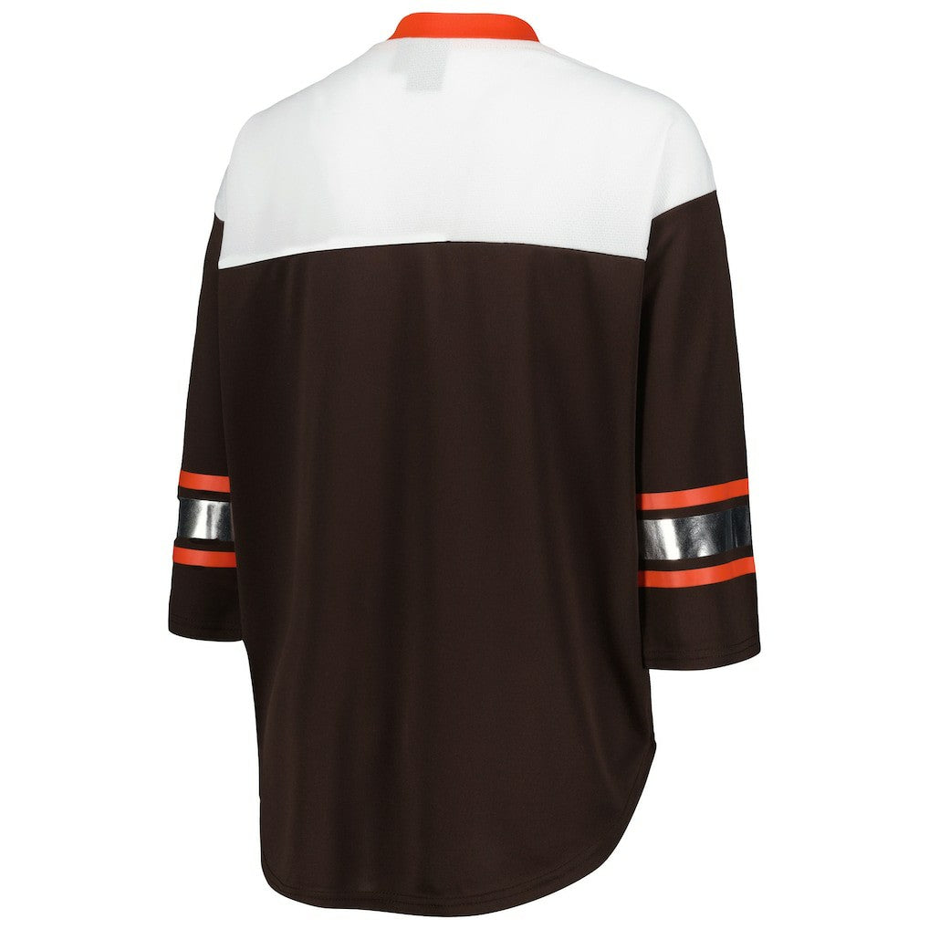 NFL Cleveland Browns G-III 4Her by Carl Banks Women's Double Team 3/4-Sleeve Lace-Up T-Shirt