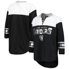 NFL Las Vegas Raiders G-III 4Her by Carl Banks Women's Double Team 3/4-Sleeve Lace-Up T-Shirt