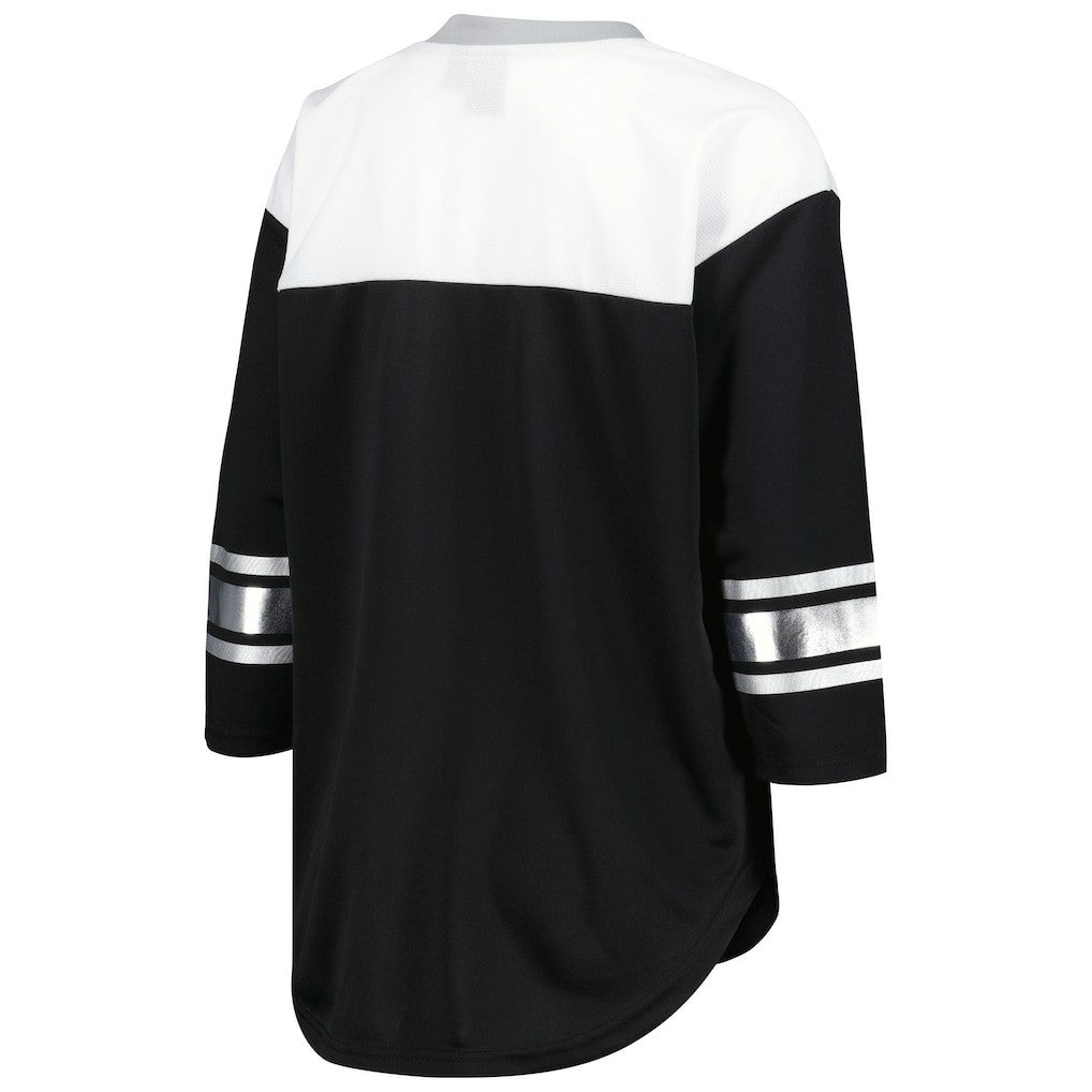 NFL Las Vegas Raiders G-III 4Her by Carl Banks Women's Double Team 3/4-Sleeve Lace-Up T-Shirt