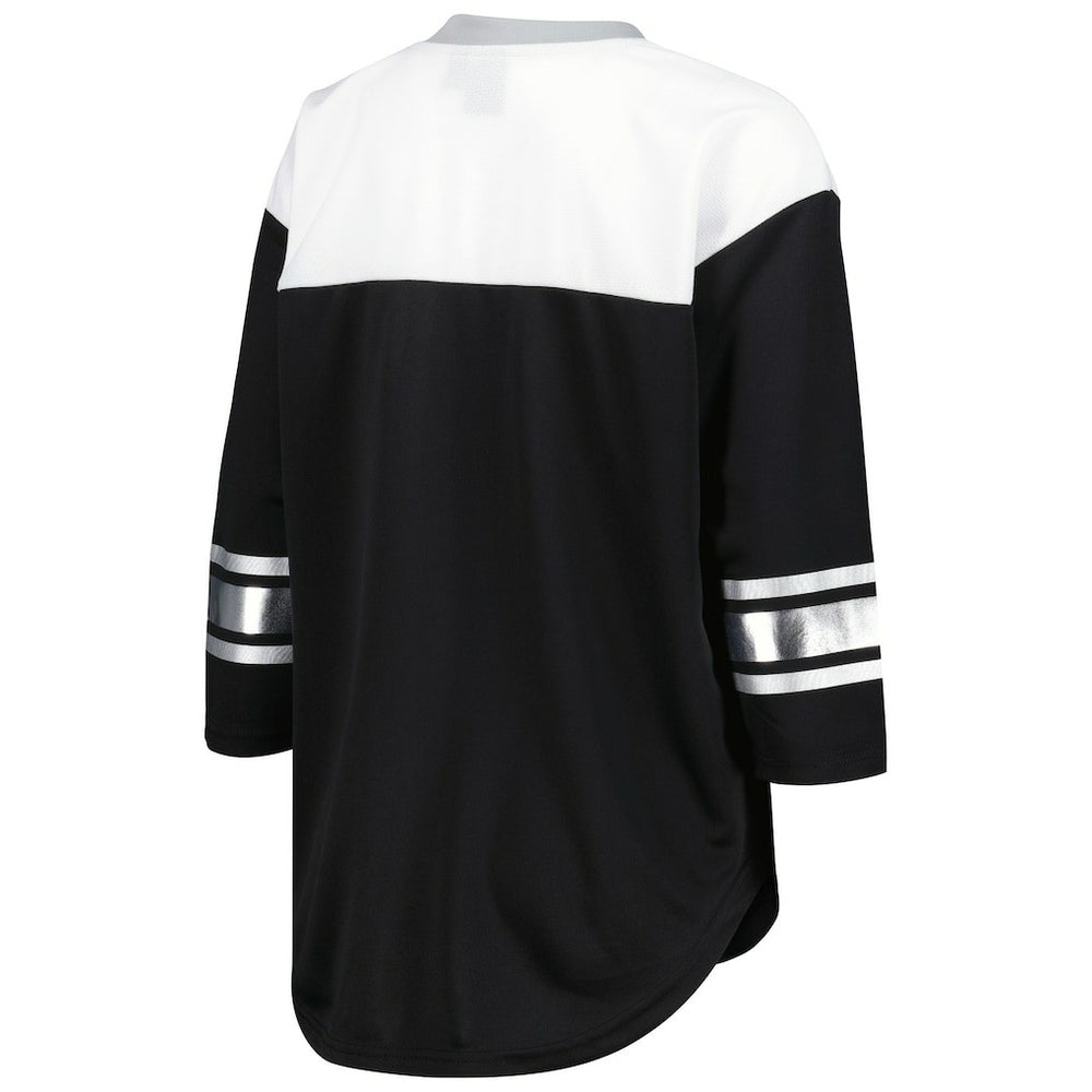 NFL Las Vegas Raiders G-III 4Her by Carl Banks Women's Double Team 3/4-Sleeve Lace-Up T-Shirt