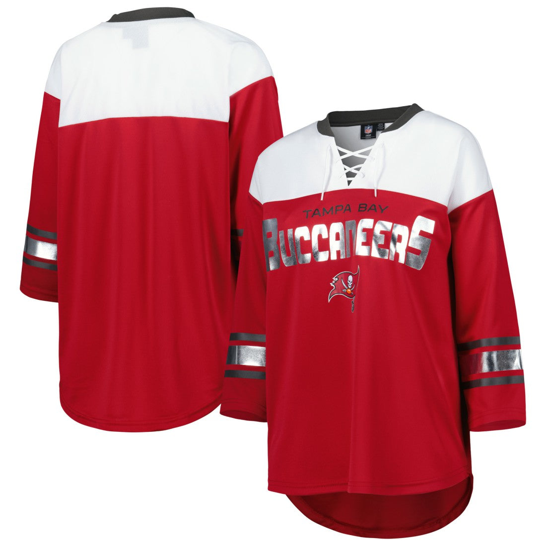 NFL Tampa Bay Buccaneers G-III 4Her by Carl Banks Women's Double Team 3/4-Sleeve Lace-Up T-Shirt