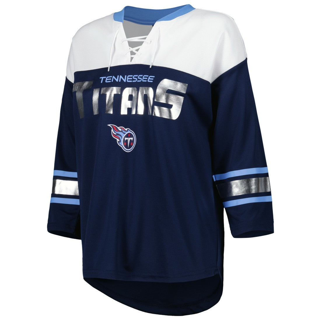 NFL Tennessee Titans G-III 4Her by Carl Banks Women's Double Team 3/4-Sleeve Lace-Up T-Shirt