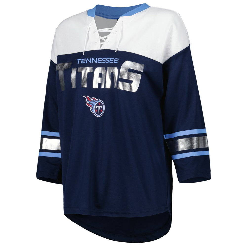 NFL Tennessee Titans G-III 4Her by Carl Banks Women's Double Team 3/4-Sleeve Lace-Up T-Shirt