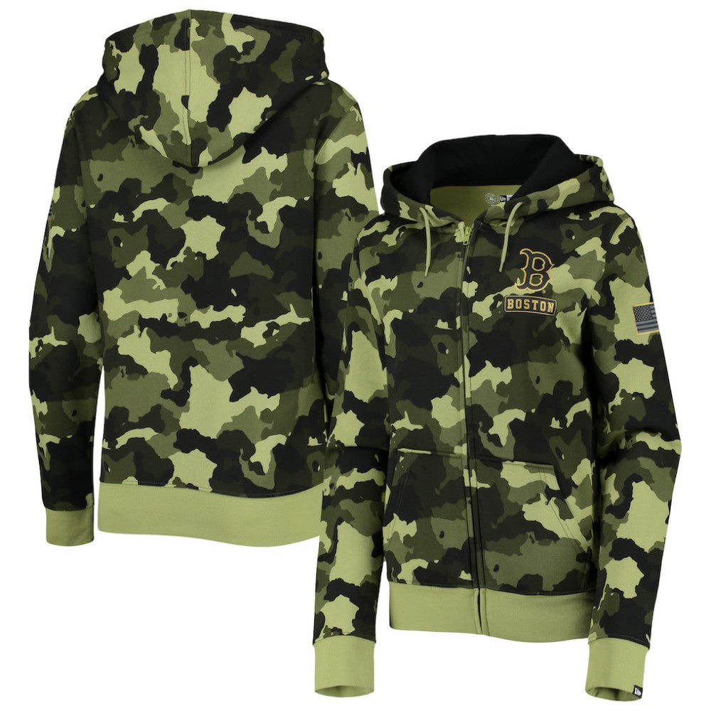 Boston Red Sox Women's 2022 MLB Armed Forces Day Camo Full-Zip Hoodie - Green | New Era
