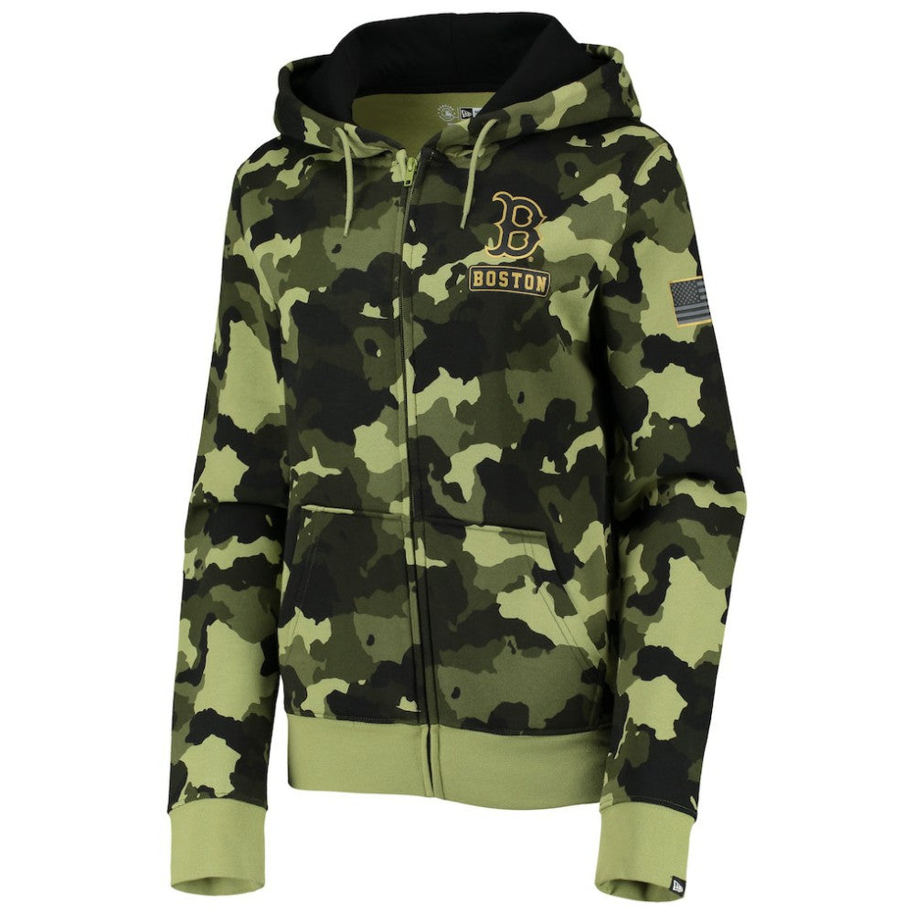 Boston Red Sox Women's 2022 MLB Armed Forces Day Camo Full-Zip Hoodie - Green | New Era