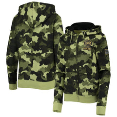 Chicago Cubs Women's 2022 MLB Armed Forces Day Camo Full-Zip Hoodie - Green | New Era