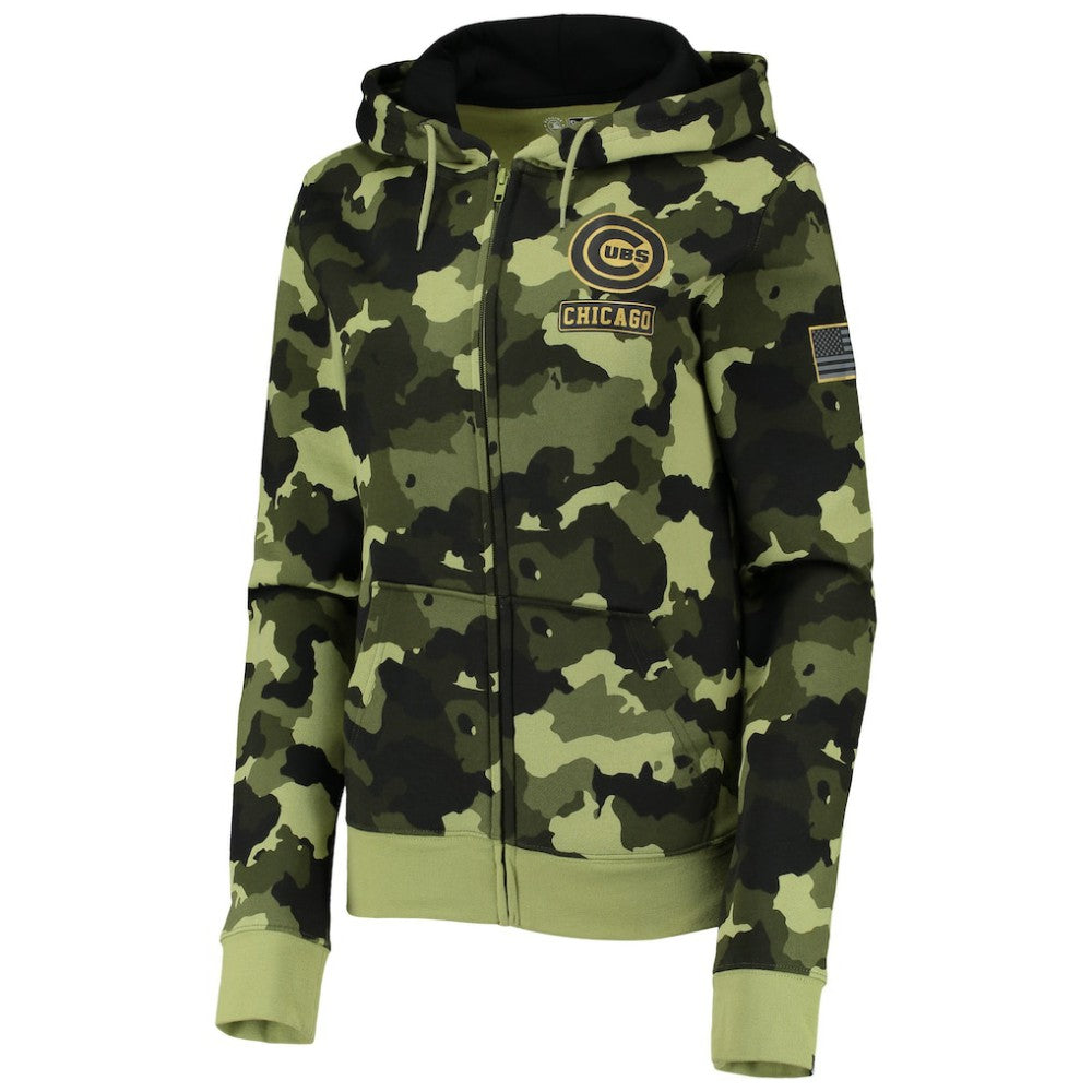 Chicago Cubs Women's 2022 MLB Armed Forces Day Camo Full-Zip Hoodie - Green | New Era
