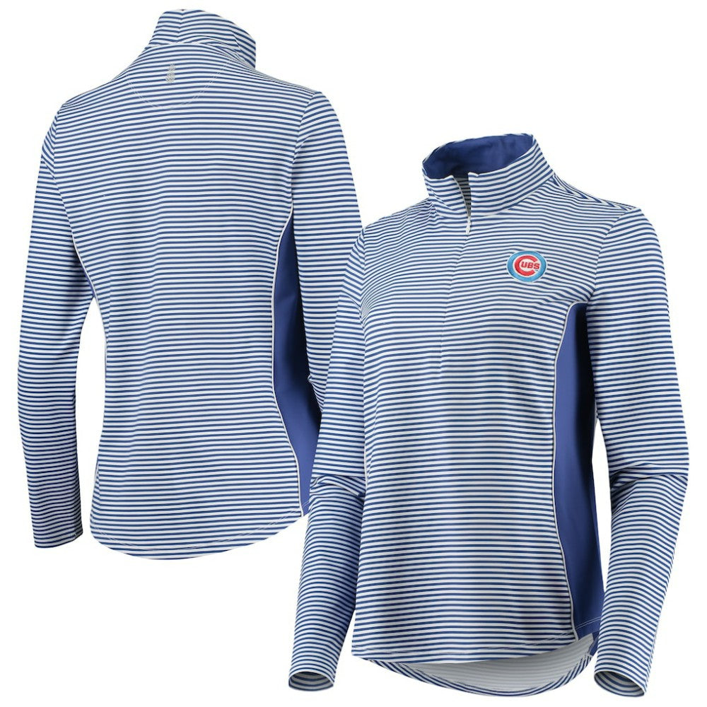 Chicago Cubs Tommy Bahama Women's Aubrey Stripe Block IslandZone Half-Zip Jacket - Royal