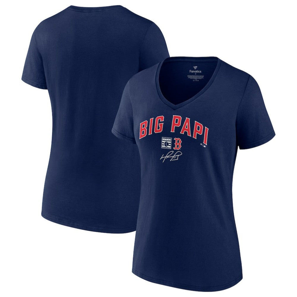 David Ortiz Boston Red Sox Women's Big Papi Graphic V-Neck T-Shirt - Navy