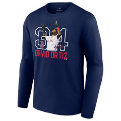 David Ortiz Boston Red Sox Stats Resume Long Sleeve T-Shirt - Navy