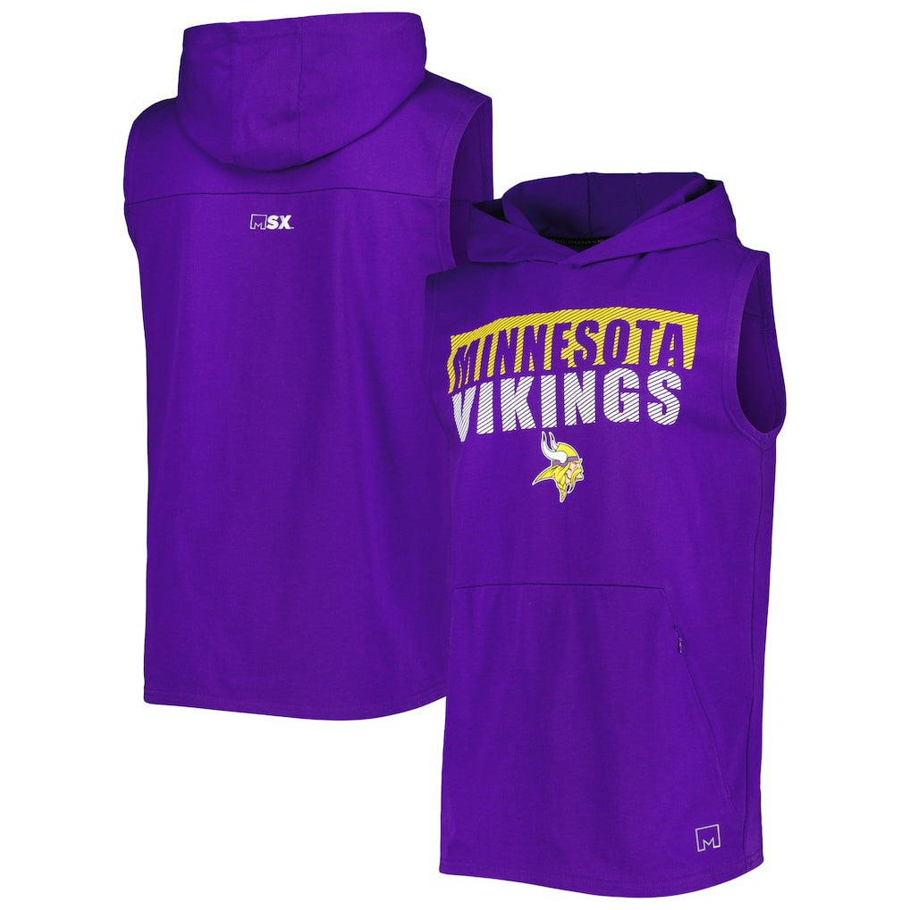 NFL Minnesota Vikings MSX by Michael Strahan Relay Sleeveless Pullover Hoodie
