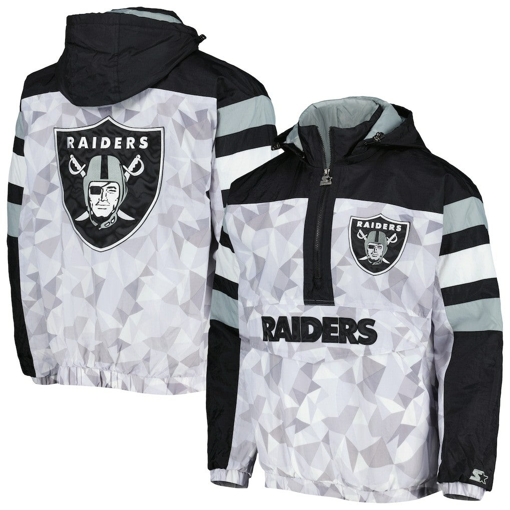 NFL Las Vegas Raiders Starter Thursday Night Gridiron Raglan Half-Zip Hooded Jacket
