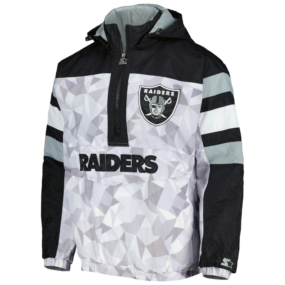 NFL Las Vegas Raiders Starter Thursday Night Gridiron Raglan Half-Zip Hooded Jacket